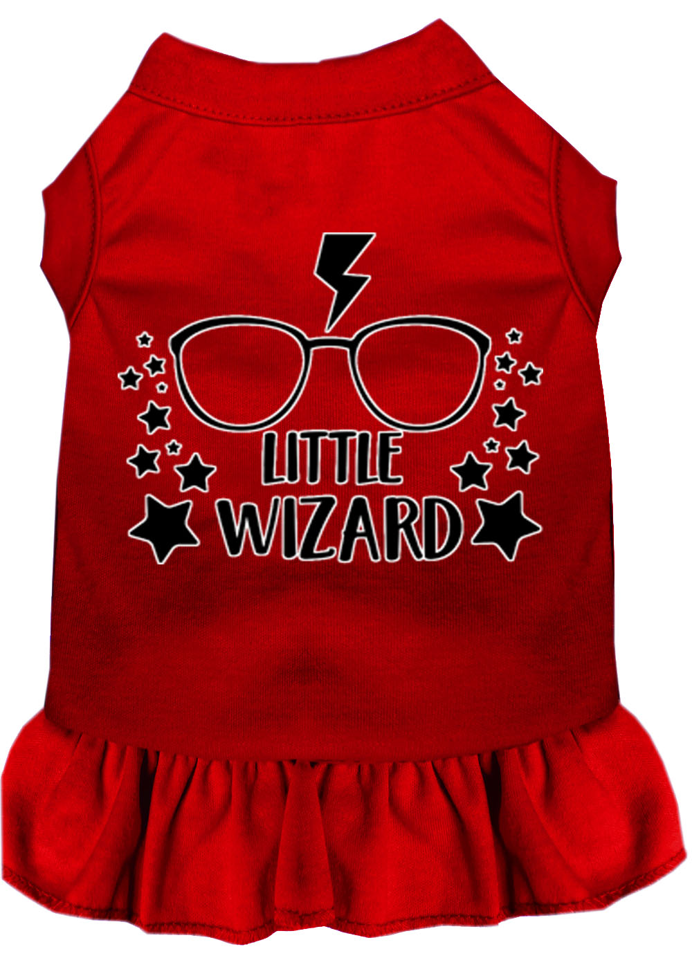 Little Wizard Screen Print Dog Dress Red 4X (22)